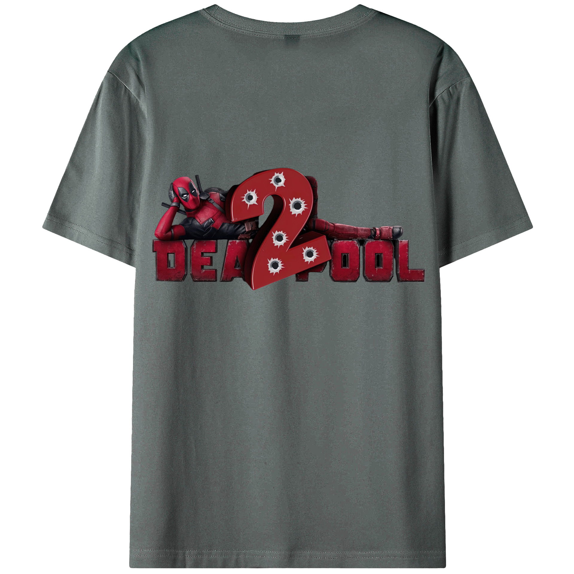 （画像用） Deadpool デッドプール 綿100％ メンズ半袖Tシャツ（バックプリント） 通気性